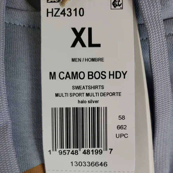 adidas Men's Essentials Camo Print Hoodie Sweatshirt Halo Blue Silver - Picture 10 of 11